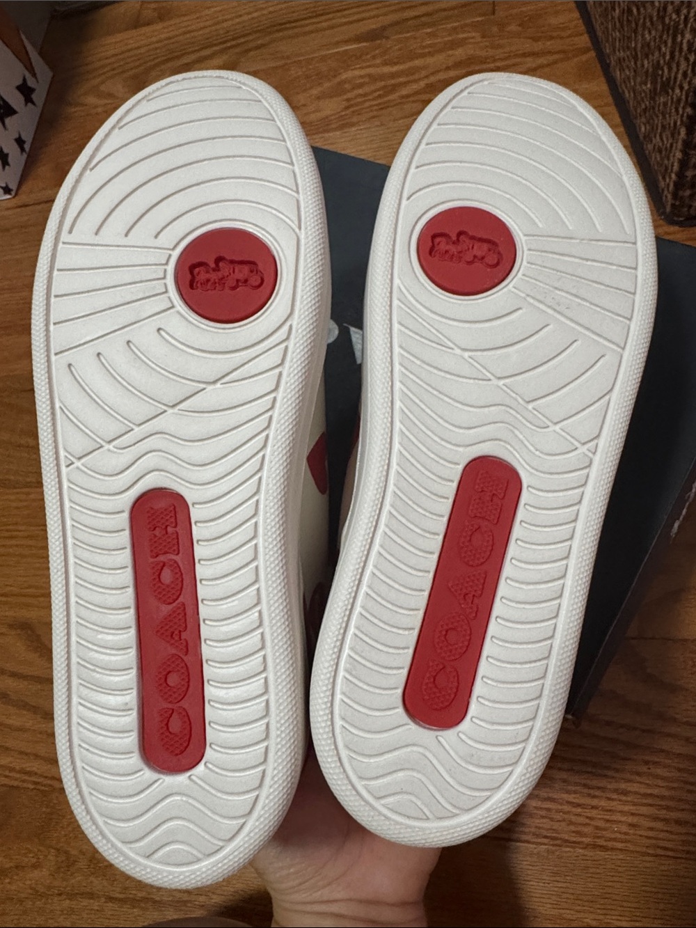Coach White Sneakers with Red Heart Print - Picture 4 of 4